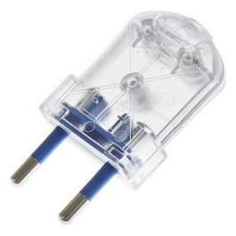 Pack 2 unidades clavija europea transparente bipolar 10A 4mm 250V