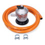 EDRAGAS Kit Regulador de Gas GLP + Manguera Ref 74188 - Regulador Doméstico para Butano/Propano, 1.5m Manguera y 2 Abrazaderas