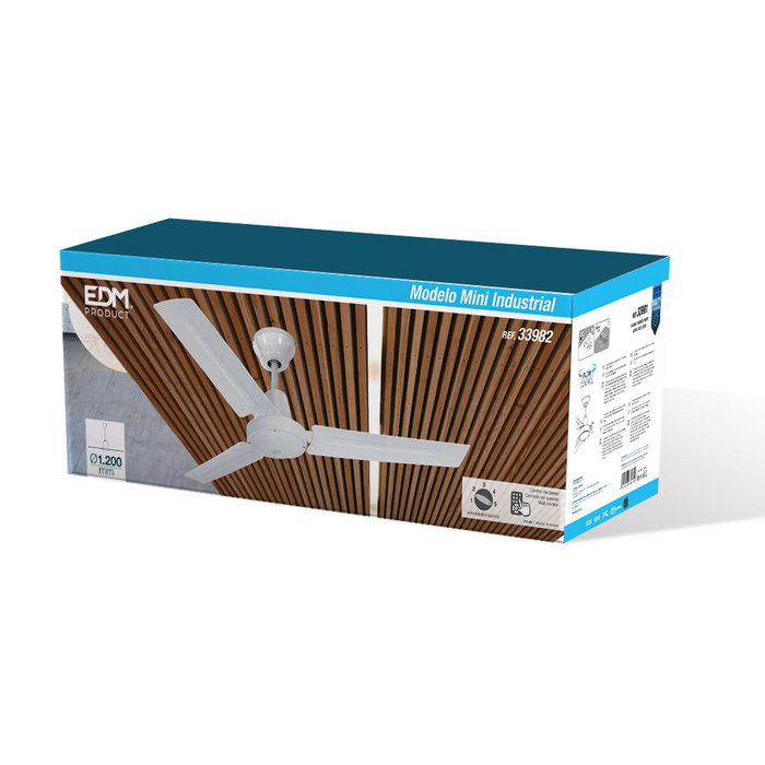 Ventilador de Techo EDM 33982 Blanco 60 W Ø 120 cm Mini industrial
