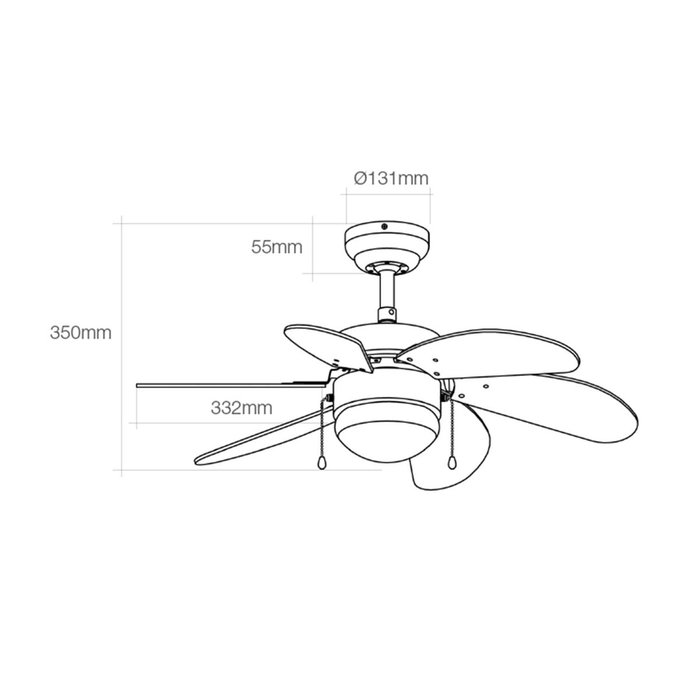 Edm Ventilador de techo Aral wengue/niquel satinado 76cm