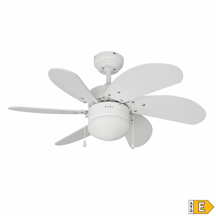 Edm Ventilador de techo Aral blanco con 6 aspas