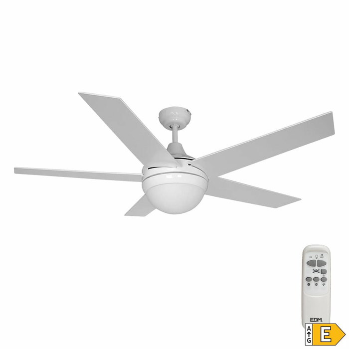 Edm Ventilador de techo Adriatico blanco con 5 aspas reversibles y mando a distancia