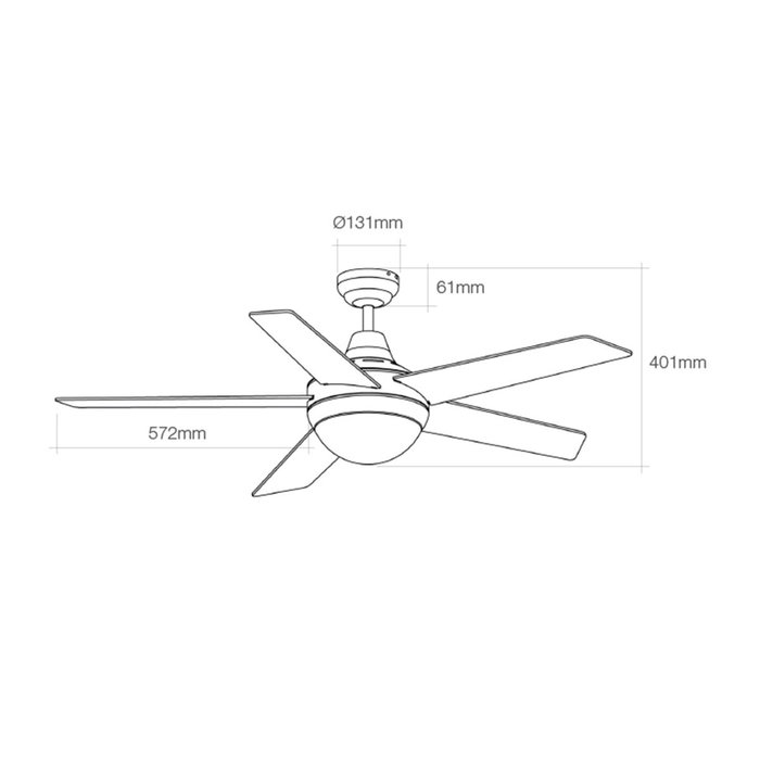 Edm Ventilador de techo Adriatico blanco con 5 aspas reversibles y mando a distancia