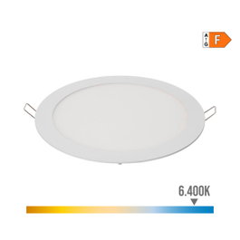 Edm Downlight LED empotrable redondo 20 W, luz fría 6400 K, 1500 lm, blanco Ø22,5 cm