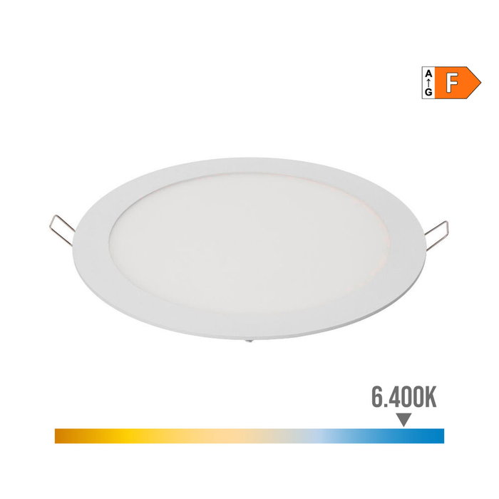 Edm Downlight LED empotrable redondo 20 W, luz fría 6400 K, 1500 lm, blanco Ø22,5 cm Edm Downlight LED empotrable redondo 20 W, luz fría 6400 K, 1500 lm, blanco Ø22,5 cm