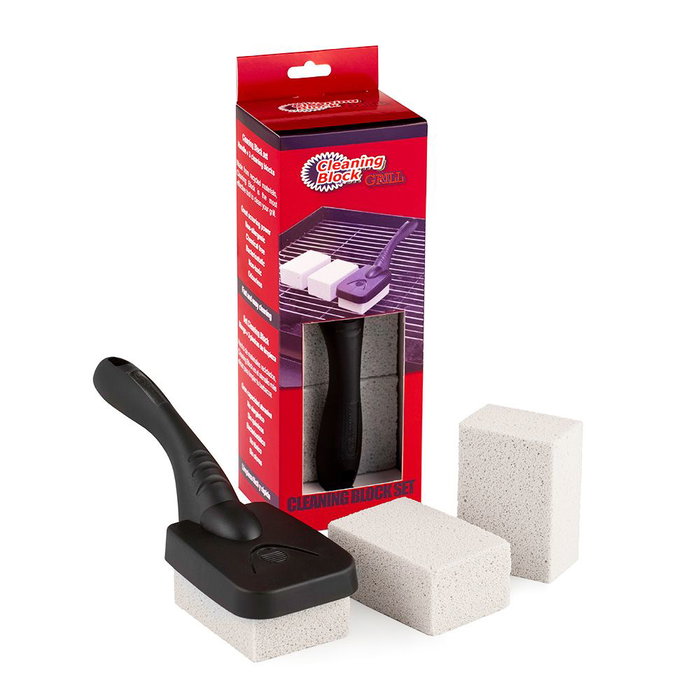 Clean Mat Set 3 Cleaning Blocks para Barbacoas con Mango y Solapa Individual, Limpieza Eficaz