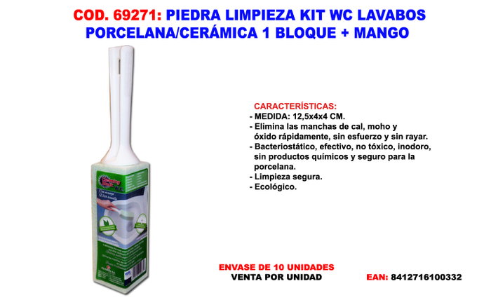 Clean Mat Bloque de Limpieza Gris con Mango para WC