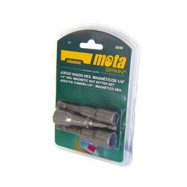 Mota Juego Puntas Vasos Hexagonales Magnéticos BVM, Encastre 1/4 Pulg, Medidas 8-10-11 mm, Largo 65 mm (3 Piezas)