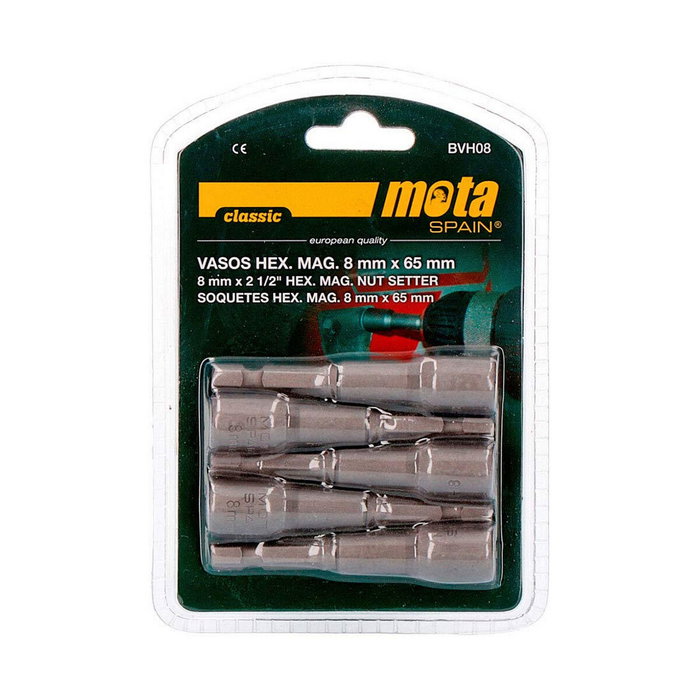 Mota Herramientas Juego de 5 Puntas con Vasos Hexagonales Magnéticos 8 x 65 mm