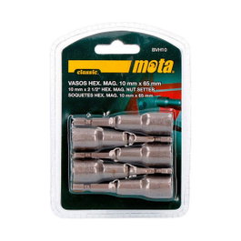 Mota Herramientas Juego de 5 Puntas de Vaso Hexagonal Magnético 10 x 65 mm