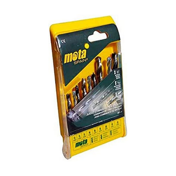 Mota Herramientas Juego de 9 brocas combinadas para metal, madera y mampostería ø5 - 6 - 8 mm
