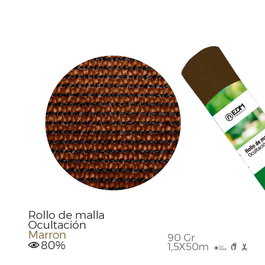EDM Malla de Ocultación Marrón 90 g/m² 80% de Oculta 1.5 x 50 m - Resistente a Rayos UV, Polipropileno