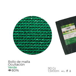 Edm Malla de Ocultación Verde 90g 1.5x10m 80% Ocultación Resistente Rayos UV Polipropileno