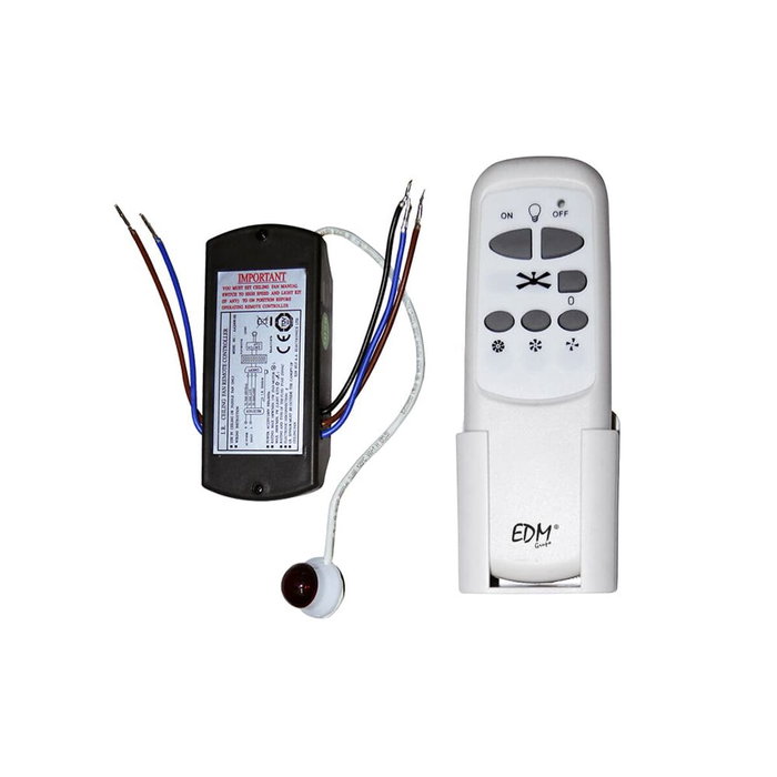 Edm Mando a distancia universal y receptor para ventilador de techo con luz, 3 velocidades, Blanco Edm Mando a distancia universal y receptor para ventilador de techo con luz, 3 velocidades, Blanco