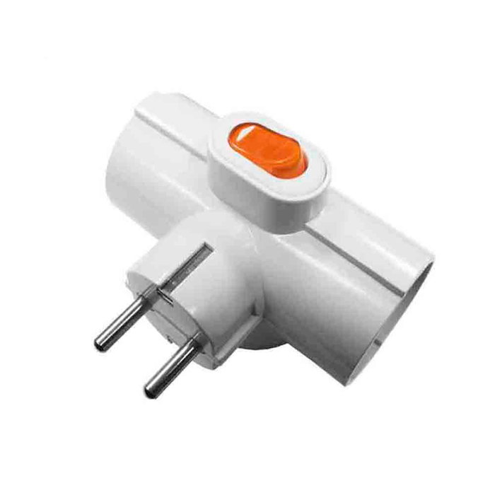 Edm Adaptador Triple 2p+t 16a 250v con Interruptor Luminoso Blanco Edm Adaptador Triple 2p+t 16a 250v con Interruptor Luminoso Blanco