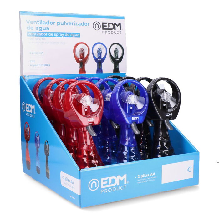 Edm Ventilador pulverizador de agua de mano, 2 x AA (no incluidas), colores surtidos