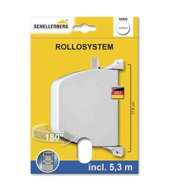 Schellenberg Recogedor exterior abatible giratorio 180° con 5,3 m de cinta, Blanco