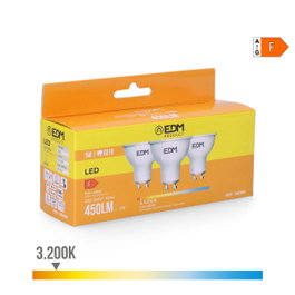Edm Kit de 3 bombillas dicroicas LED GU10 5 W 450 lm 3200 K luz cálida