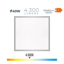 Edm Panel LED 40W 4000K 4300lm Luz Día Empotrable 59.5x59.5x3.5 cm