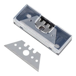 Wolfcraft 4186000 - Set de 5 Cuchillas Trapezoidales Profesionales para Cúter, 0.65 x 52 mm, Repuesto para Ref. 82748 y 82749, Incluye Caja
