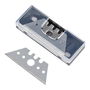 Wolfcraft 4186000 - Set de 5 Cuchillas Trapezoidales Profesionales para Cúter, 0.65 x 52 mm, Repuesto para Ref. 82748 y 82749, Incluye Caja
