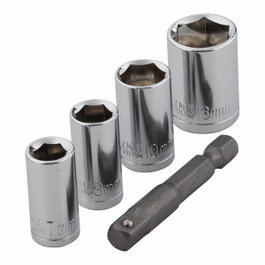 Wolfcraft Juego de 5 piezas de llaves de vaso con adaptador