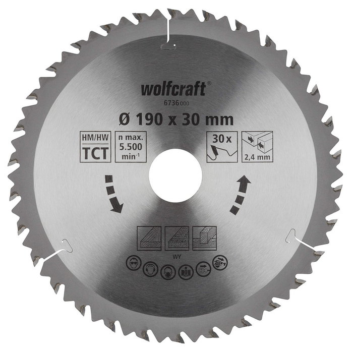 Wolfcraft Disco de sierra circular CT ø190 mm x 30 dientes Wolfcraft Disco de sierra circular CT ø190 mm x 30 dientes