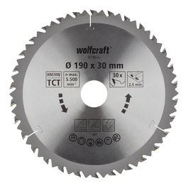 Wolfcraft Disco Sierra Circular CT 6736000, Ø190 mm x 30 Dientes, Agujero 30 mm, para Cortes en Madera y Tableros