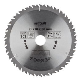 Wolfcraft Disco Sierra Circular 6737000 - Ø210 mm, 30 Dientes, 2.4 mm Ancho, Para Madera y Tableros, Máx. 5500 rpm