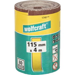Wolfcraft Rollo de papel abrasivo adhesivo grano 80, 4 m x 115 mm