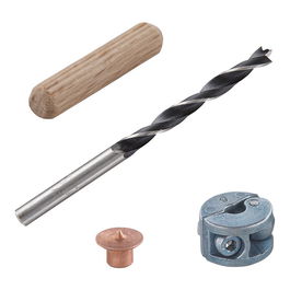 Wolfcraft Juego de Espigas 31 Piezas 2916000, Ø6mm, para Uniones en Madera con Marcadores y Broca