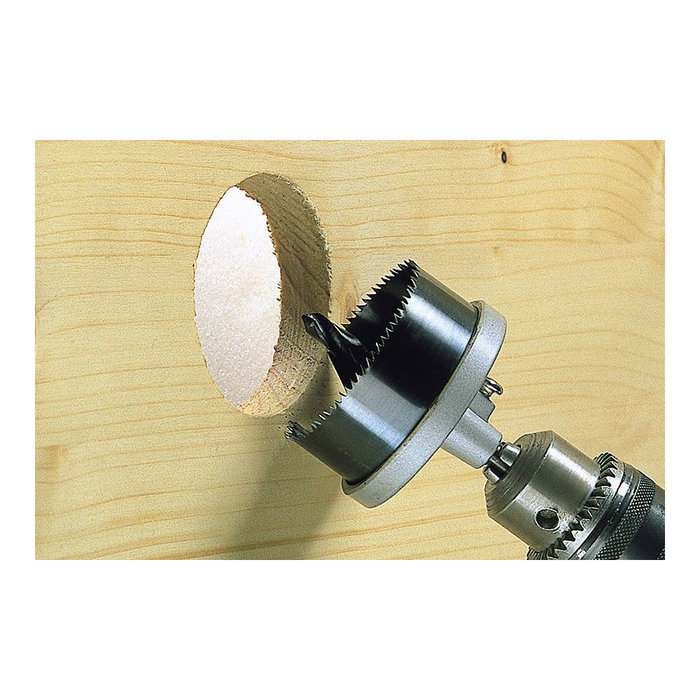 Wolfcraft 2160000 Sierra de Corona Multiple Professional, Ø 25-62 mm, 7 Sierras de Cambio Rápido, Profundidad de Corte 33 mm, para Madera, Plástico y Placas de Yeso