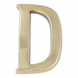 Edm Letra D de latón pulido de 10 cm con fijación invisible