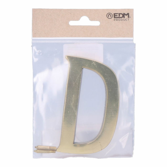 Edm Letra D de latón pulido de 10 cm con fijación invisible