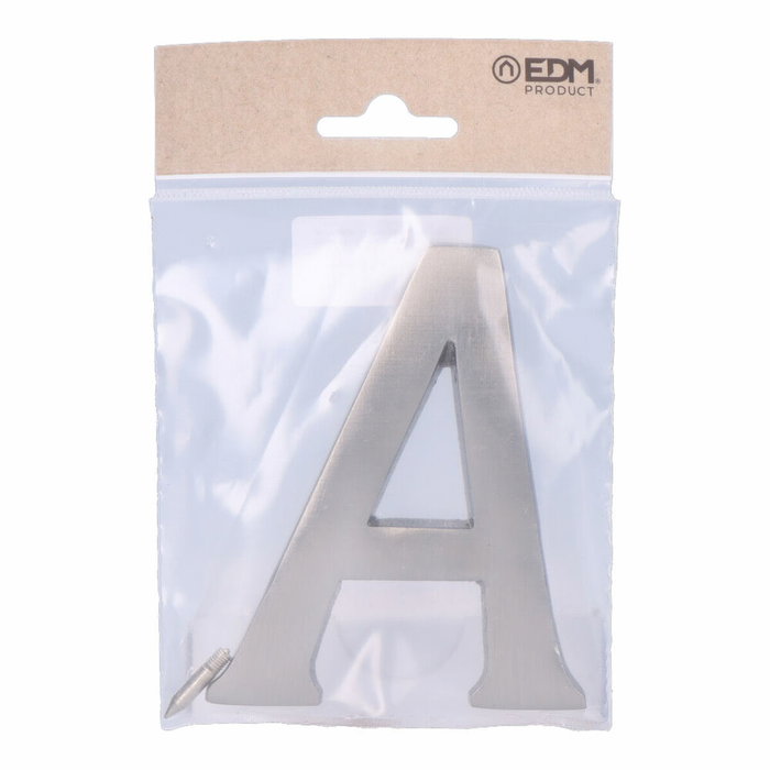 Edm Letra A de níquel con acabado mate y fijación invisible, 10 cm Edm Letra A de níquel con acabado mate y fijación invisible, 10 cm