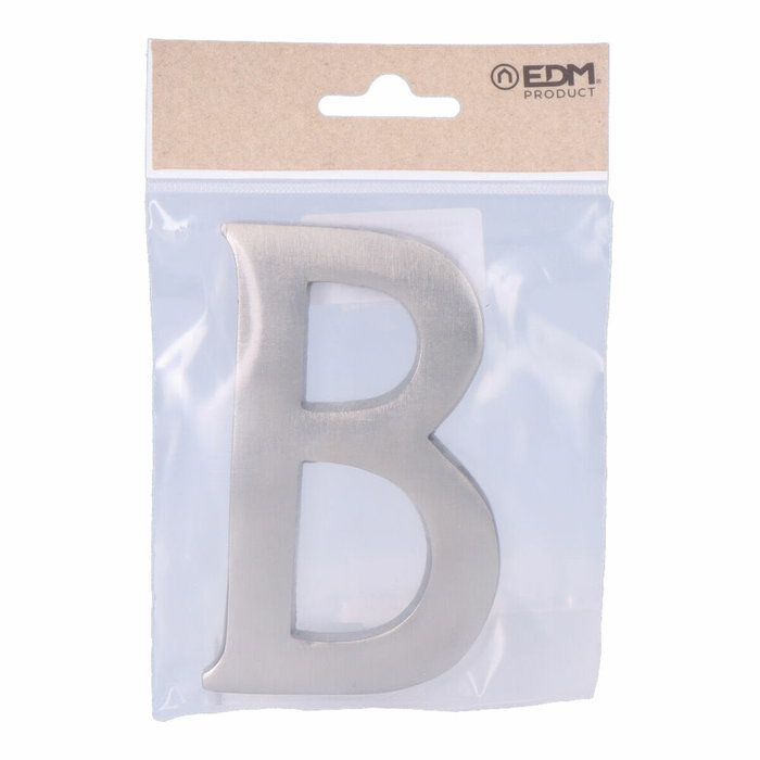 Edm Letra B de níquel con acabado mate y fijación invisible, 10 cm Edm Letra B de níquel con acabado mate y fijación invisible, 10 cm
