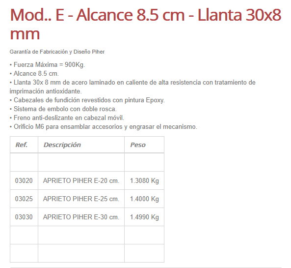 Piher Sargento de Aprieto Modelo E 20 cm Piher Sargento de Aprieto Modelo E 20 cm