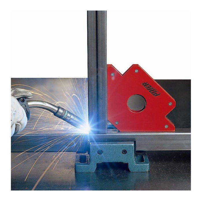 Piher Escuadra magnética q2 29004 Uso industrial profesional 45º 90º Chapas de acero 2,5mm Pintura epoxi naranja