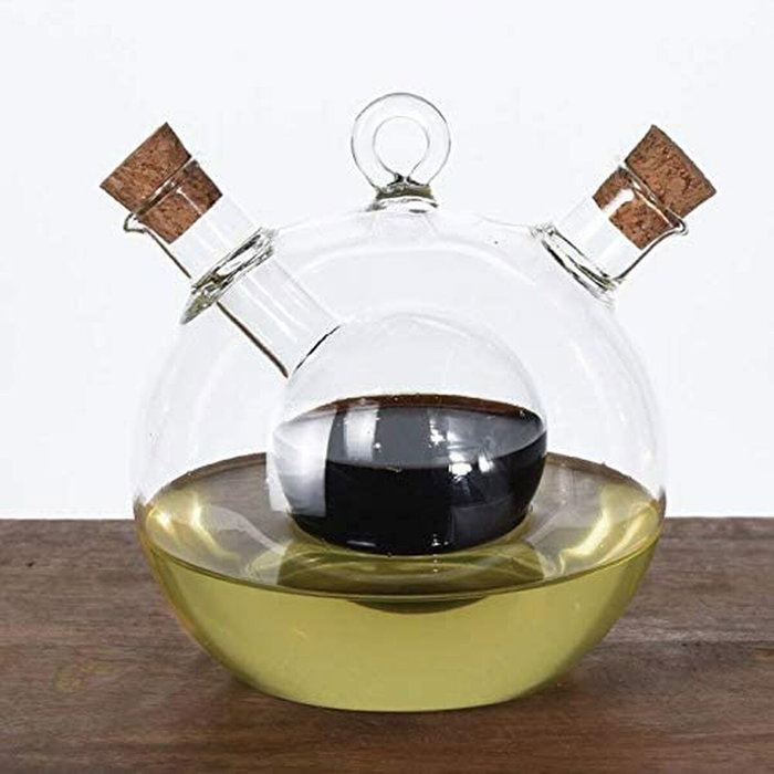 Aceitera y vinagrera de cristal 2 en 1 350 ml