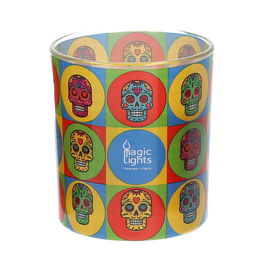 Magic Lights Vela en Vaso Skull Ø7,5x8,4cm Pop Art