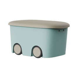 Plastiken 88100 Caja de almacenaje Multibox kids 45 l Menta / Ecru con ruedas 59x38x32cm