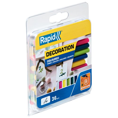 Rapid Barras de cola termofusible de colores ø7 x 90 mm, 36 uds Rapid Barras de cola termofusible de colores ø7 x 90 mm, 36 uds