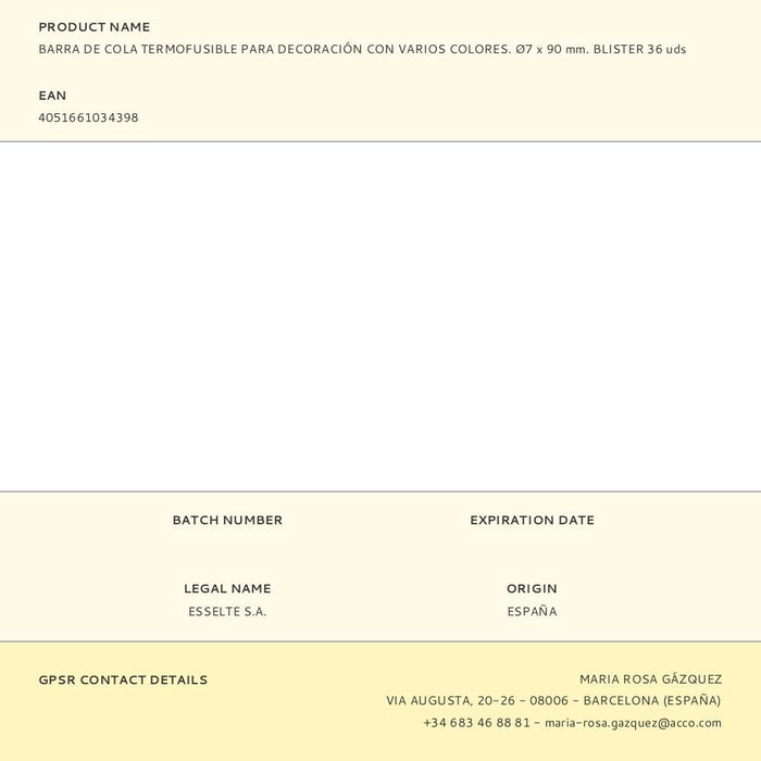 Rapid 5001426 Barras de Cola Termofusible para Decoración Ø7 x 90 mm Colores Mixtos Blister 36 uds
