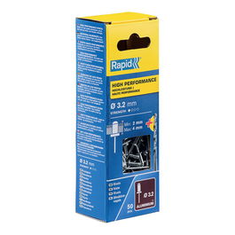 Rapid Remaches de Aluminio Ø3.2x8mm con Broca, Blister 50 piezas - Referencia 5000383