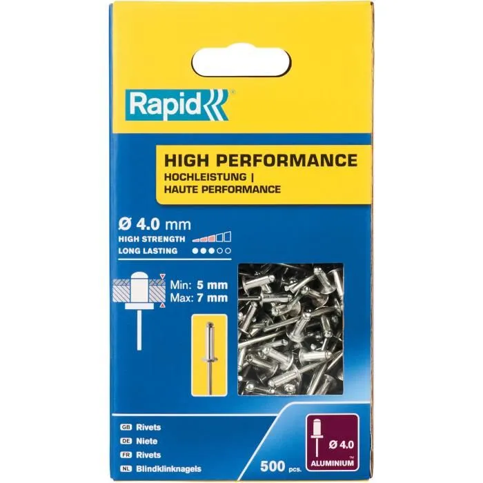 Rapid Remaches de aluminio ø4 x 10 mm, caja 500 uds