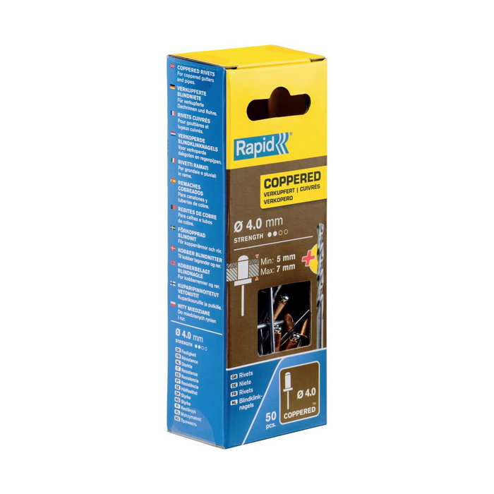 Rapid Remaches de aluminio cobreado ø4 x 10 mm, 50 uds