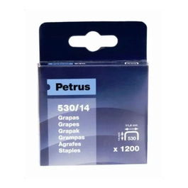 Petrus 77517 Caja de 1200 Grapas Modelo 530/14mm Cobreadas para Grapadora Profesional 11,4 x 14 mm