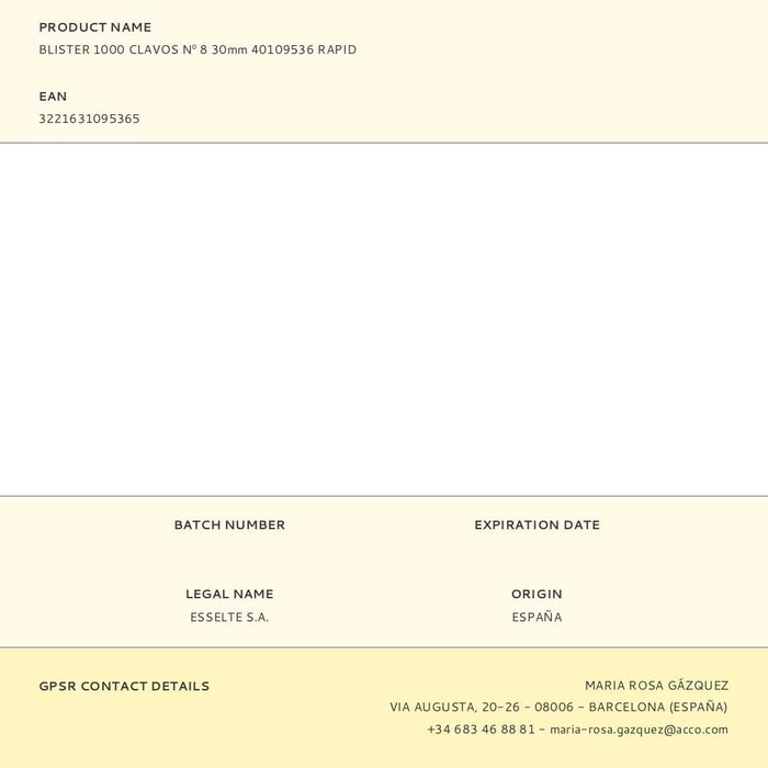 Rapid Clavos N.º 8 30 mm, Blister 1000 uds Rapid Clavos N.º 8 30 mm, Blister 1000 uds
