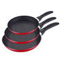 San Ignacio Set 3 sartenes SG-6855 Aluminio Prensado Rojo Marmolado Ø16/20/24 cm Apto Inducción