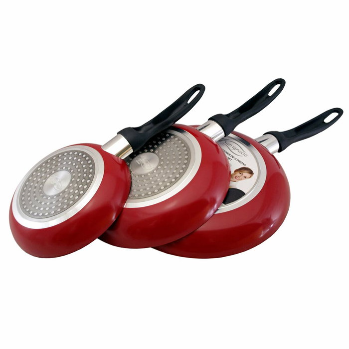San Ignacio Set de 3 sartenes de aluminio prensado Ø16 / Ø20 / Ø24 cm Red & Marble